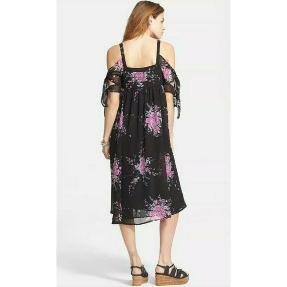 Free People Tied To You Dress Floral Cold Shoulder Midnight Combo S - Picture 3 of 7
